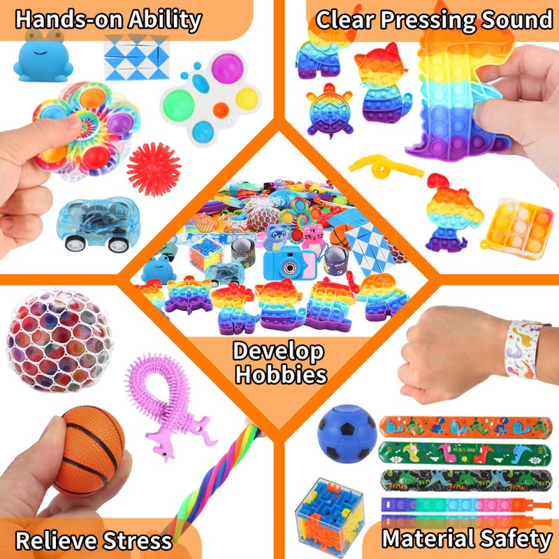 BILLFULL 200 Pcs Party Favors for Kids, Fidget Toys Bulk, Birthday Gift Toys, Stocking Stuffers, Treasure Box Birthday Party, Goodie Bag Stuffers, Carnival Prizes, Pinata Filler for Classroom - Image 4