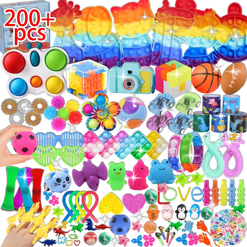 BILLFULL 200 Pcs Party Favors for Kids, Fidget Toys Bulk, Birthday Gift Toys, Stocking Stuffers, Treasure Box Birthday Party, Goodie Bag Stuffers, Carnival Prizes, Pinata Filler for Classroom - Image 1