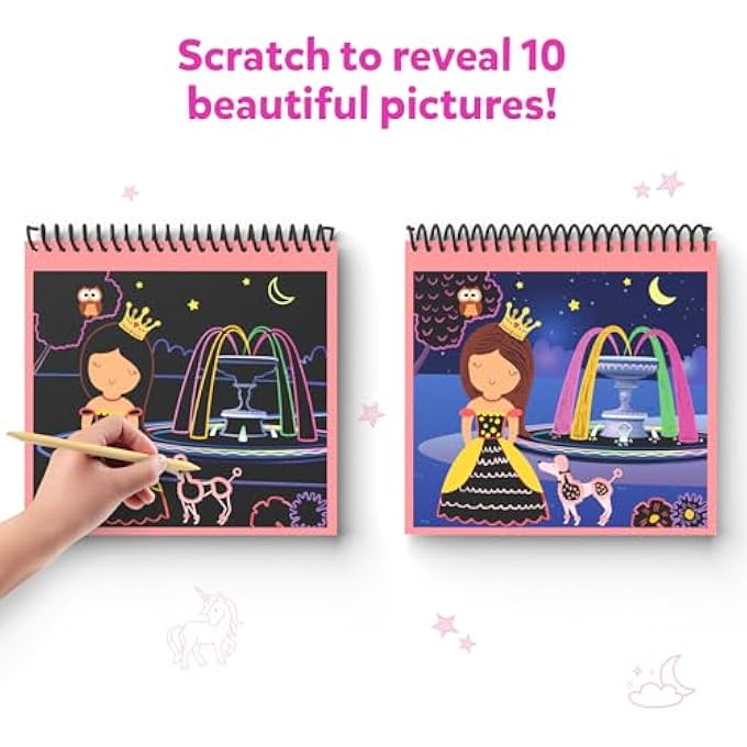 SKILLMATICS SCRATCH ART BOOK FOR KIDS - UNICORNS & PRINCESSES, CRAFT KITS & SUPPLIES, 30+ SCRATCH STICKERS, TRAVEL TOYS, DIY KIT, GIFTS FOR GIRLS & BOYS AGES 3, 4, 5, 6, 7, 8 - Image 4