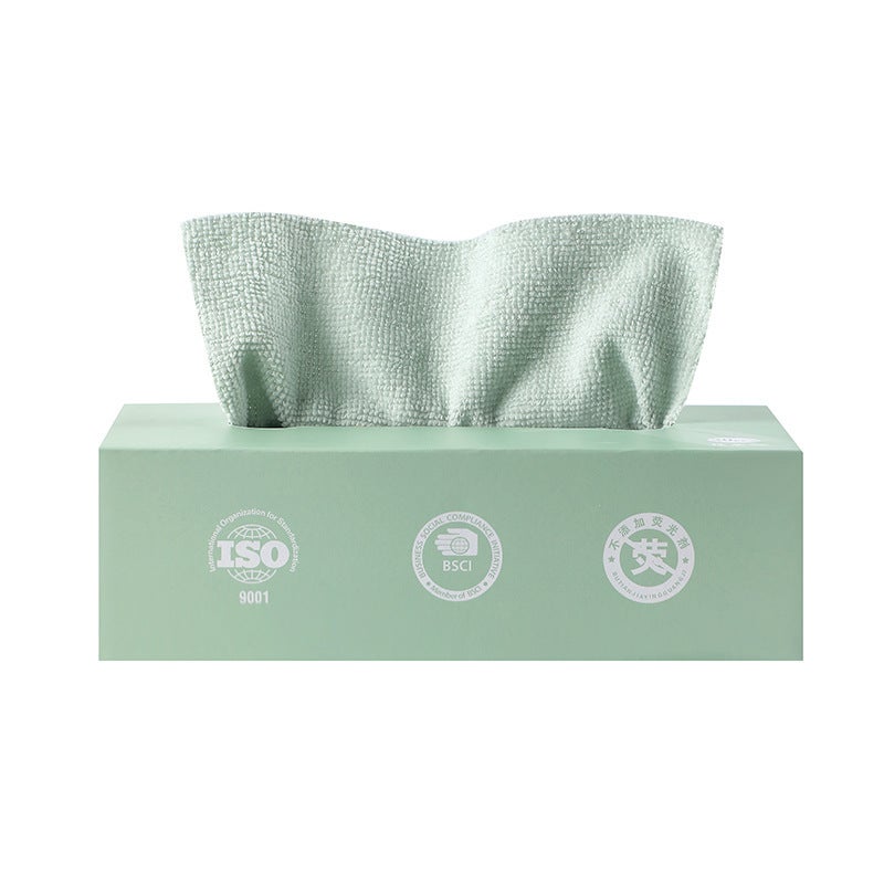 Generic Removable rag kitchen special absorbent non-lint lazy rag non-stick oil dish cloth disposable household wipe Matcha green/70 a box