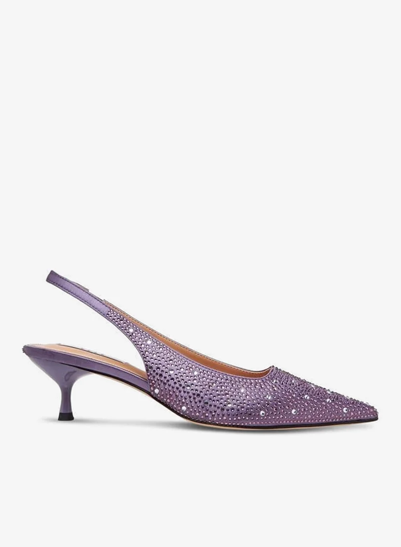 ELLE Women Embellished Kitten Heel Slingback Shoes Ramadan Collection