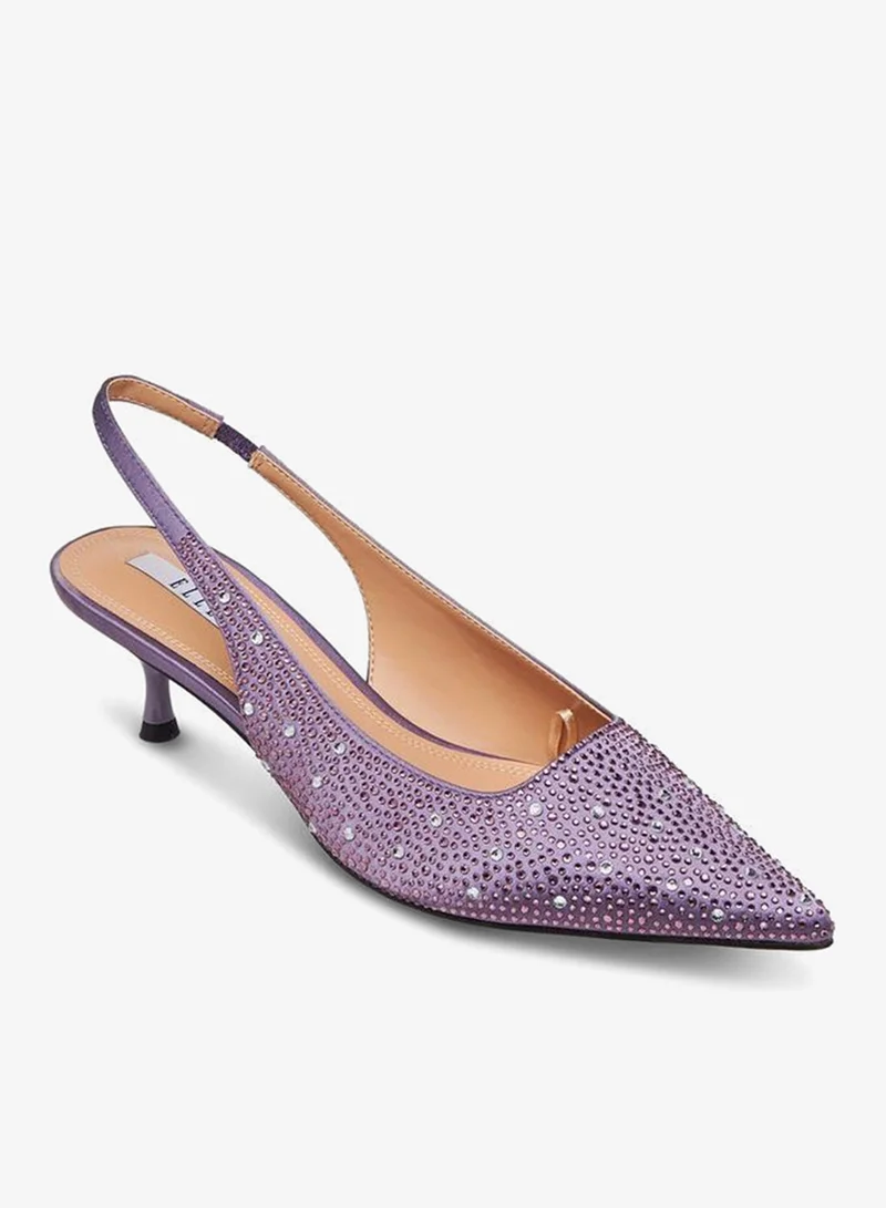 ELLE Women Embellished Kitten Heel Slingback Shoes Ramadan Collection