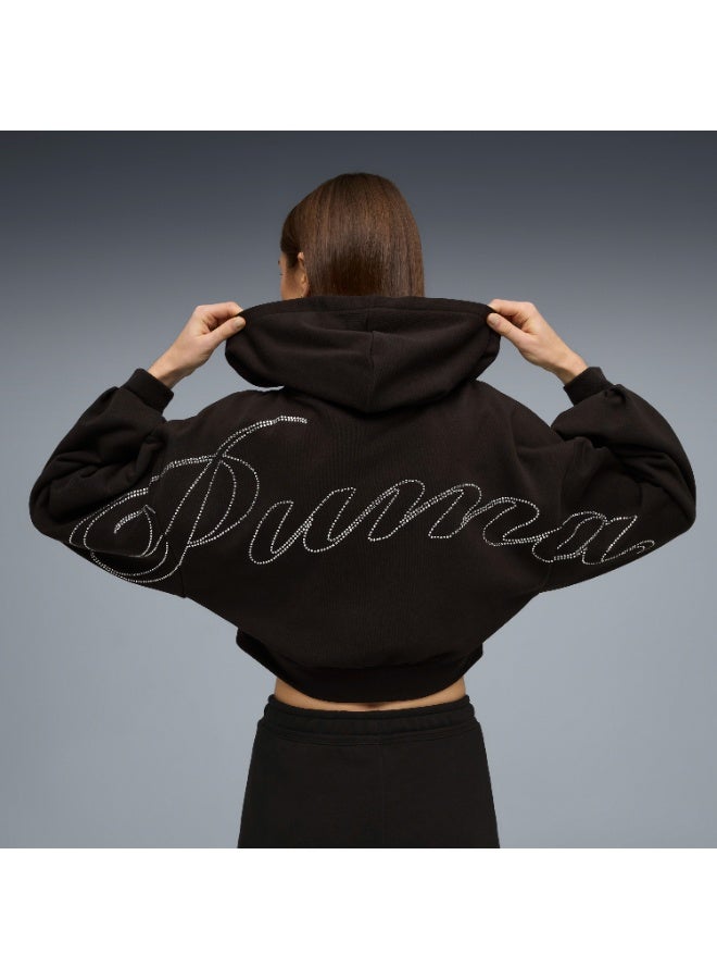 PUMA ESSENTIALS BEDAZZLED ZIP-UP HOODIE - Image 4