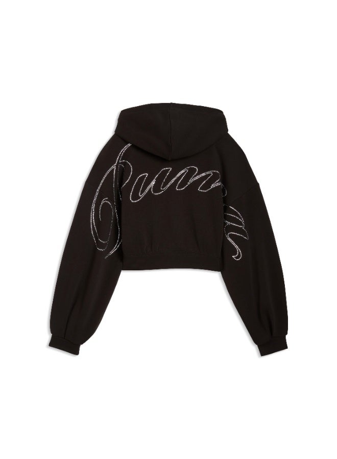 PUMA ESSENTIALS BEDAZZLED ZIP-UP HOODIE - Image 2