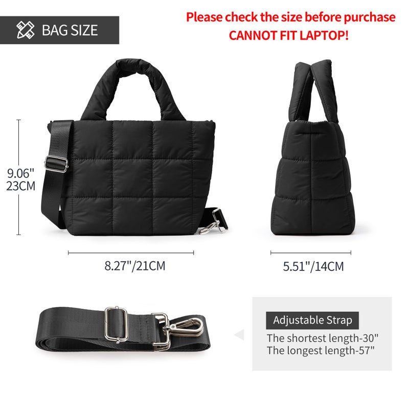 KALIDI FANCY FOREST KALIDI Quilted Tote Bag Small Puffer Crossbody Bag for Women Lightweight Nylon Puffy Shoulder Handbag with Adjustable Strap - Image 4