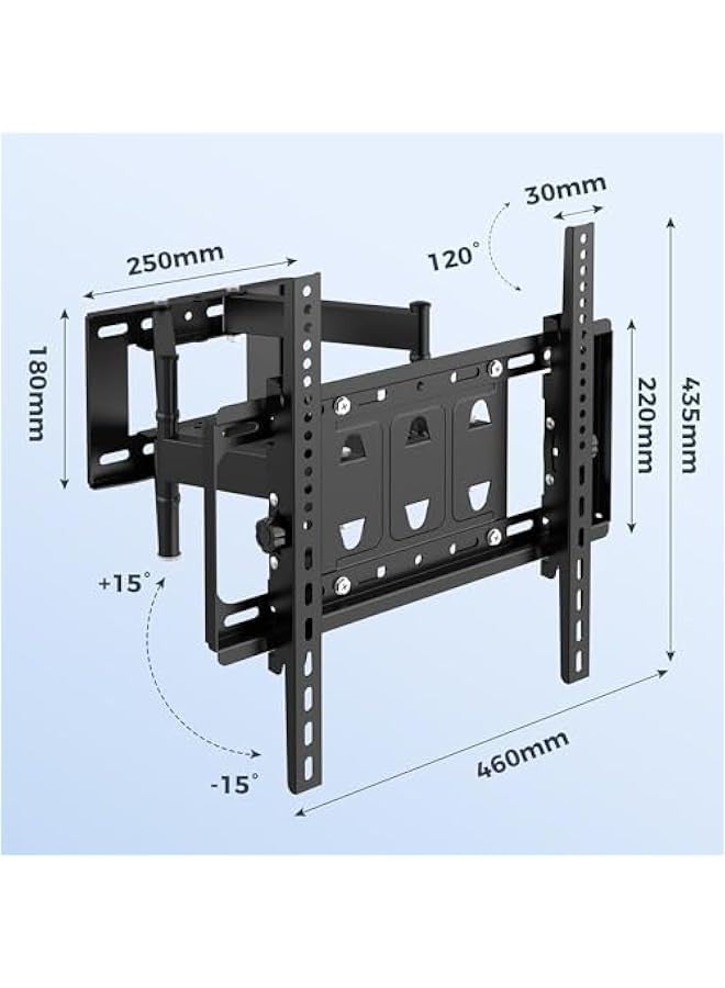 TRASSLE TV Wall Brackets for 40-80 Inch TV,TV Wall Mount with Swivel and Tilt, Full Motion Heavy Duty TV Bracket with Articulating Dual Arms, Max VESA 400X600 mm, Holds up to 88lbs - Image 2