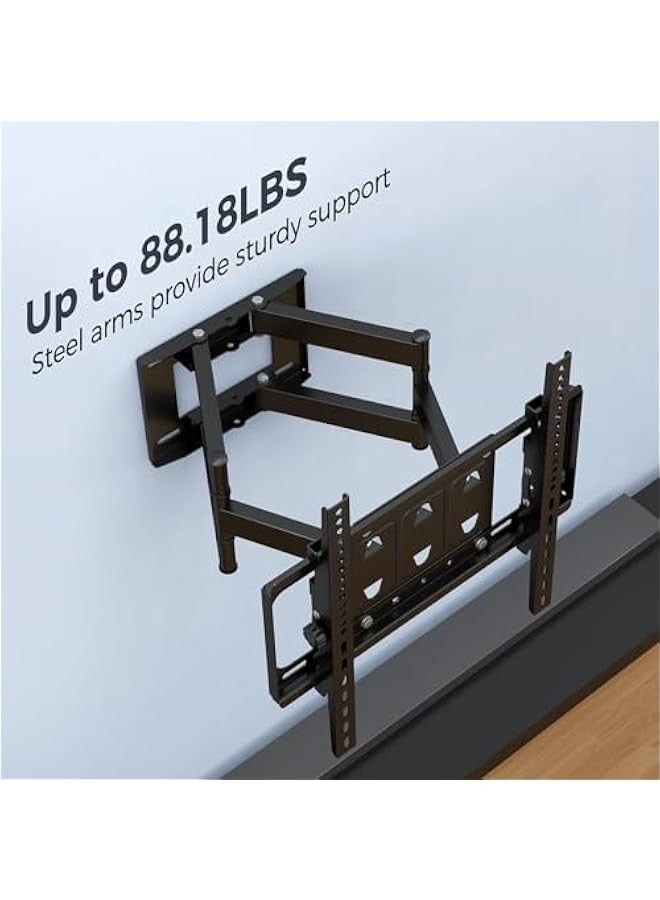 TRASSLE TV Wall Brackets for 40-80 Inch TV,TV Wall Mount with Swivel and Tilt, Full Motion Heavy Duty TV Bracket with Articulating Dual Arms, Max VESA 400X600 mm, Holds up to 88lbs - Image 3