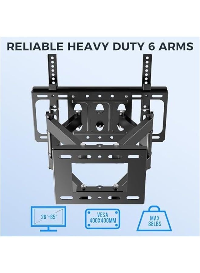 TRASSLE TV Wall Brackets for 40-80 Inch TV,TV Wall Mount with Swivel and Tilt, Full Motion Heavy Duty TV Bracket with Articulating Dual Arms, Max VESA 400X600 mm, Holds up to 88lbs - Image 5