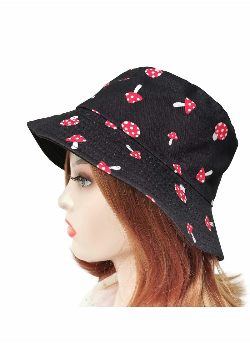 Excefore Reversible Bucket Hat, Unisex Print Double Side Wear Beach Sun Hat Aesthetic Fishing Hat for Men Women Teens  - Image 2
