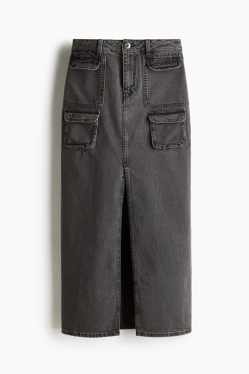 H&M Denim cargo maxi skirt