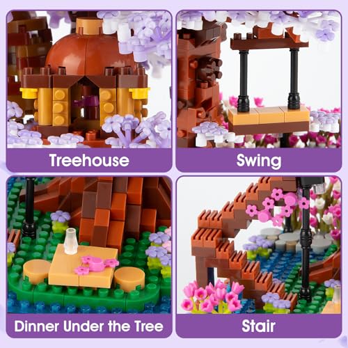 HIGH GODO Cherry Blossom Bonsai Tree Micro Building Set, Japanese Sakura Tree House Model Sets, Flowers House Mini Bricks Building Kit, Creative Toys for Teens Adults 14+ (2200PCS) - Image 3