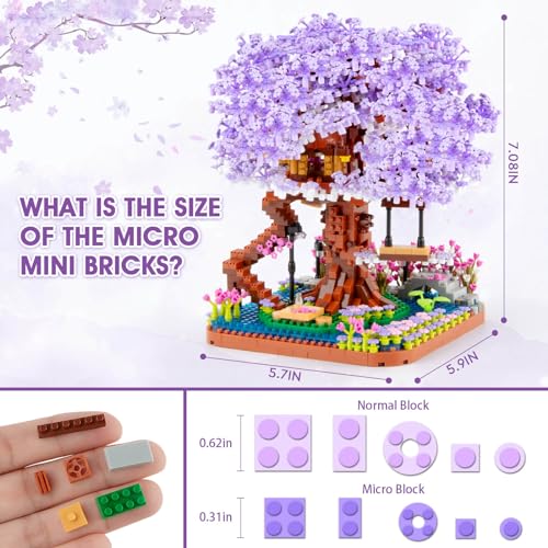 HIGH GODO Cherry Blossom Bonsai Tree Micro Building Set, Japanese Sakura Tree House Model Sets, Flowers House Mini Bricks Building Kit, Creative Toys for Teens Adults 14+ (2200PCS) - Image 2