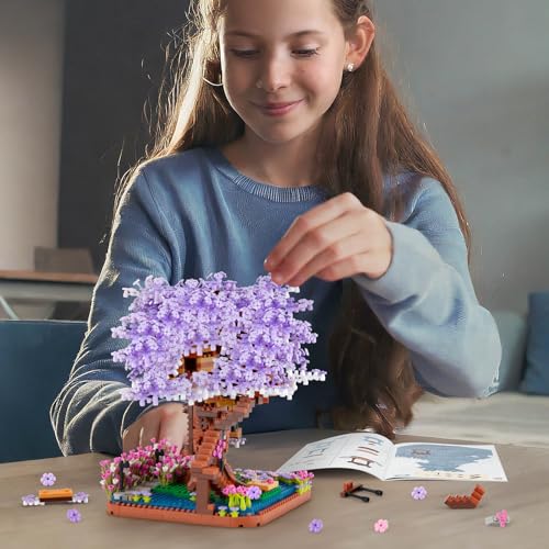 HIGH GODO Cherry Blossom Bonsai Tree Micro Building Set, Japanese Sakura Tree House Model Sets, Flowers House Mini Bricks Building Kit, Creative Toys for Teens Adults 14+ (2200PCS) - Image 5