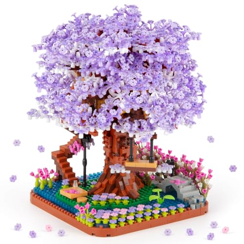 HIGH GODO Cherry Blossom Bonsai Tree Micro Building Set, Japanese Sakura Tree House Model Sets, Flowers House Mini Bricks Building Kit, Creative Toys for Teens Adults 14+ (2200PCS) - Image 1