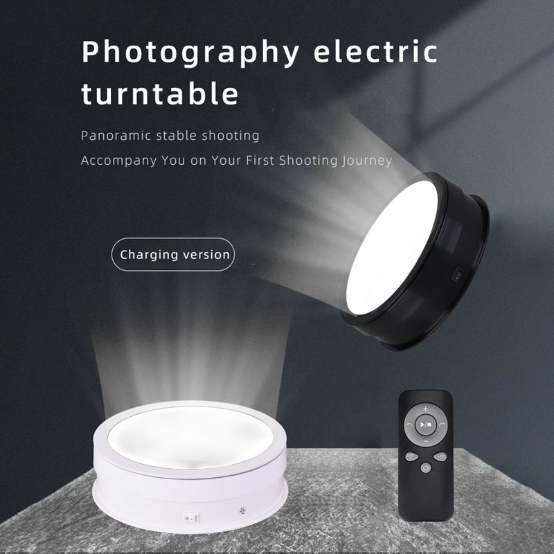 20cm Motorized Rotating Display Stand Rotating Turntable 10kg/22lbs Load Capacity 360°Rotatable Display Turntable with LED Light for Photography Products Display Live Video Show - Image 2