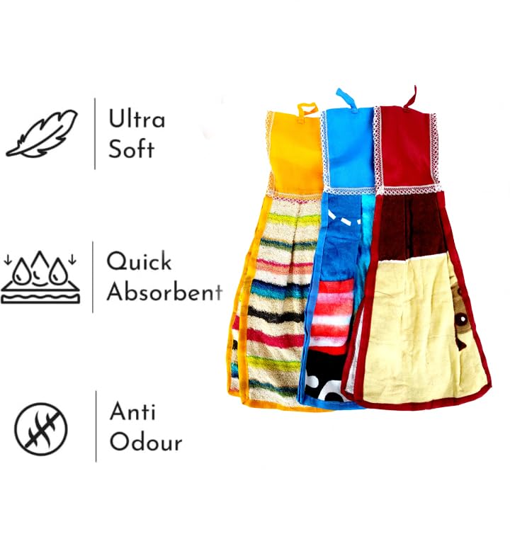 Space Fly collection Space Fly collection Super Absorbent Cotton Hanging Hand Kitchen Towel Napkin/Hand Towel with Ties, Stylish, Attractive (25x45 CM) (Set of 6) (Multi Color) - Image 4