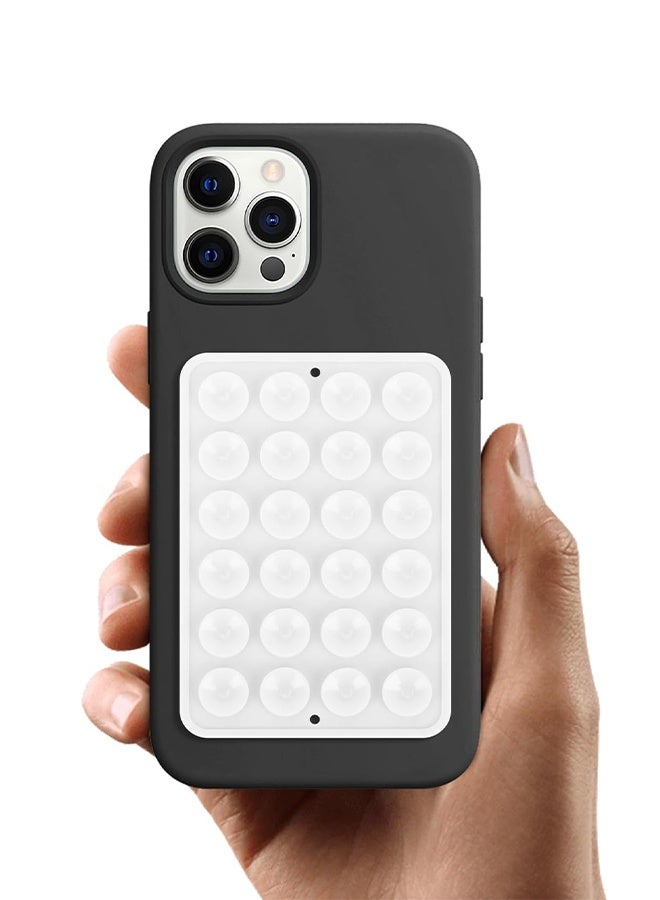 1 Piece White Model, Adsorption Phone Case Holder (10.5cm*6cm), Silicone Adsorption Cell Phone Accessory for iPhone and Android, Hands-Free Toy Mirror, Shower Cell Phone Holder, Tiktok Videos and Selfies.  - Image 1