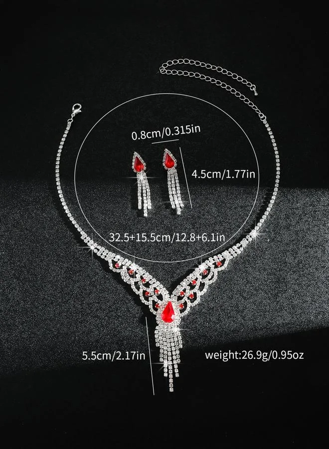 Take Two Rhinestone Embellished Necklace with Earrings Set