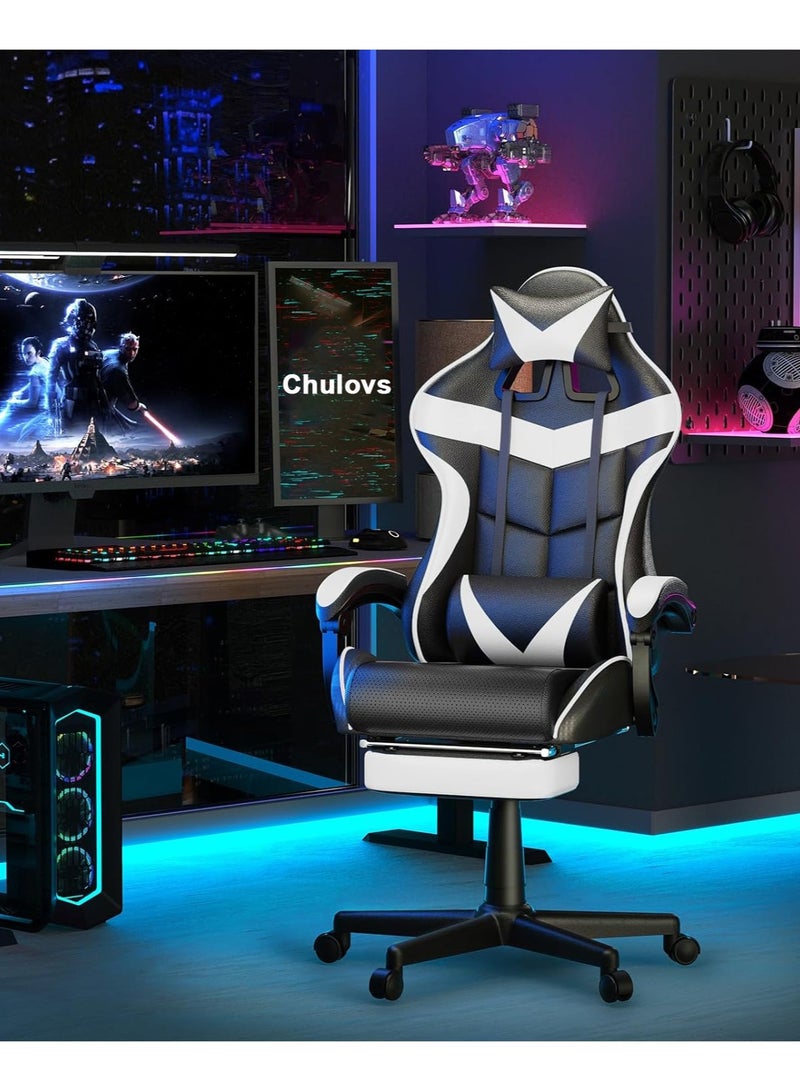 Chulovs Gaming Chair with Footrest Computer Chair Deak Chair High Back Racing Style Office Chair with Headrest Lumbar Support Adjustable Office Chair  - Image 5