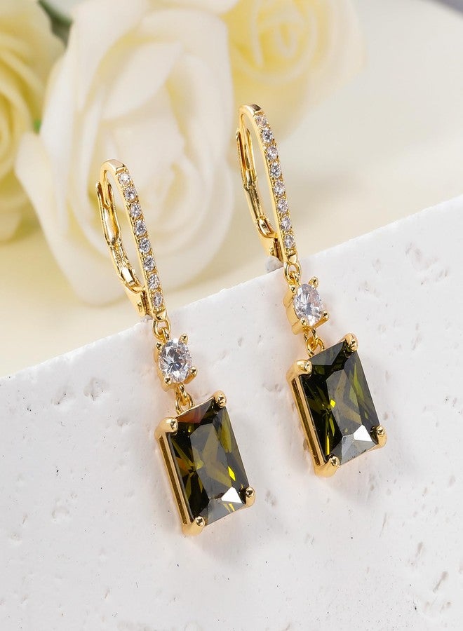 CiNily Rectangular-cut Drop Dangle Earrings for Women Hypoallergenic, Multi-color Cubic Zirconia Earrings Diamond Dangle Earrings Jewelry Gifts for Mothers Day 14K White Gold, 9 x 7 mm (stone), 30 mm - Image 3