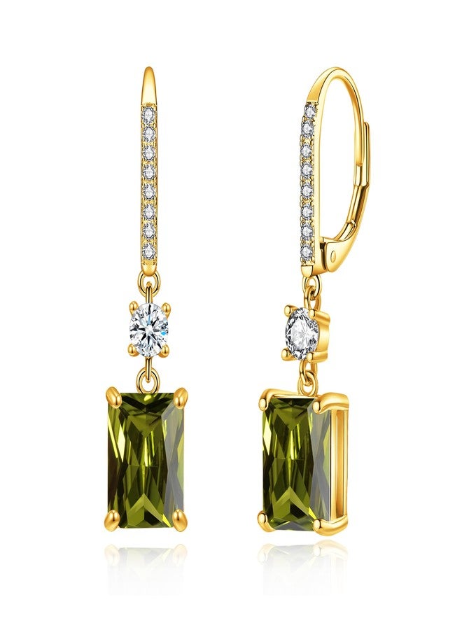 CiNily Rectangular-cut Drop Dangle Earrings for Women Hypoallergenic, Multi-color Cubic Zirconia Earrings Diamond Dangle Earrings Jewelry Gifts for Mothers Day 14K White Gold, 9 x 7 mm (stone), 30 mm - Image 1