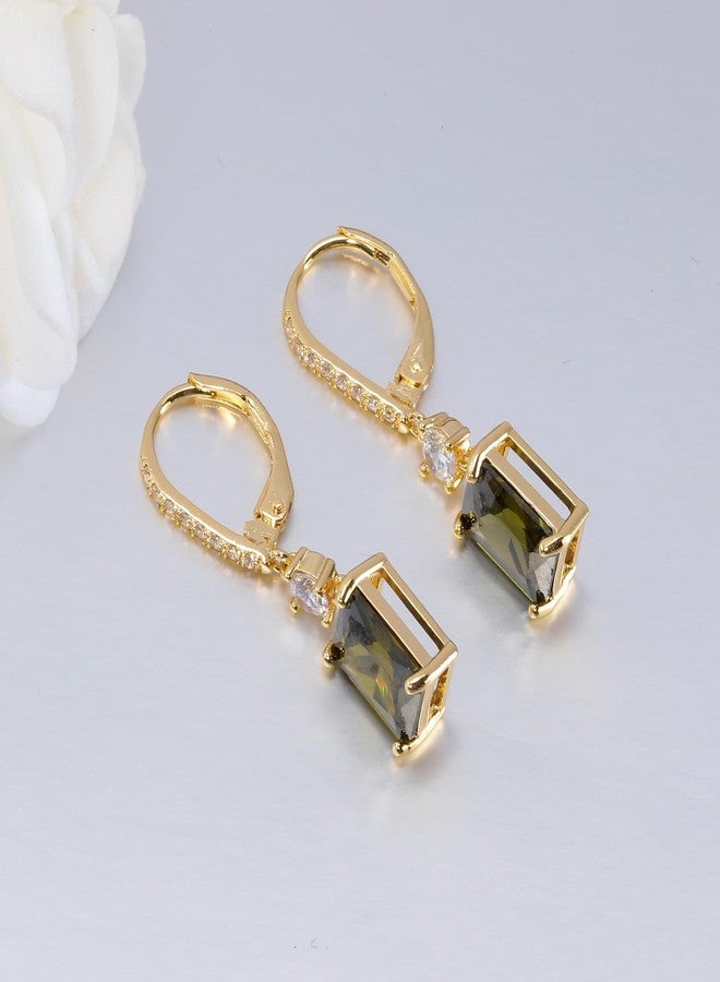 CiNily Rectangular-cut Drop Dangle Earrings for Women Hypoallergenic, Multi-color Cubic Zirconia Earrings Diamond Dangle Earrings Jewelry Gifts for Mothers Day 14K White Gold, 9 x 7 mm (stone), 30 mm - Image 4