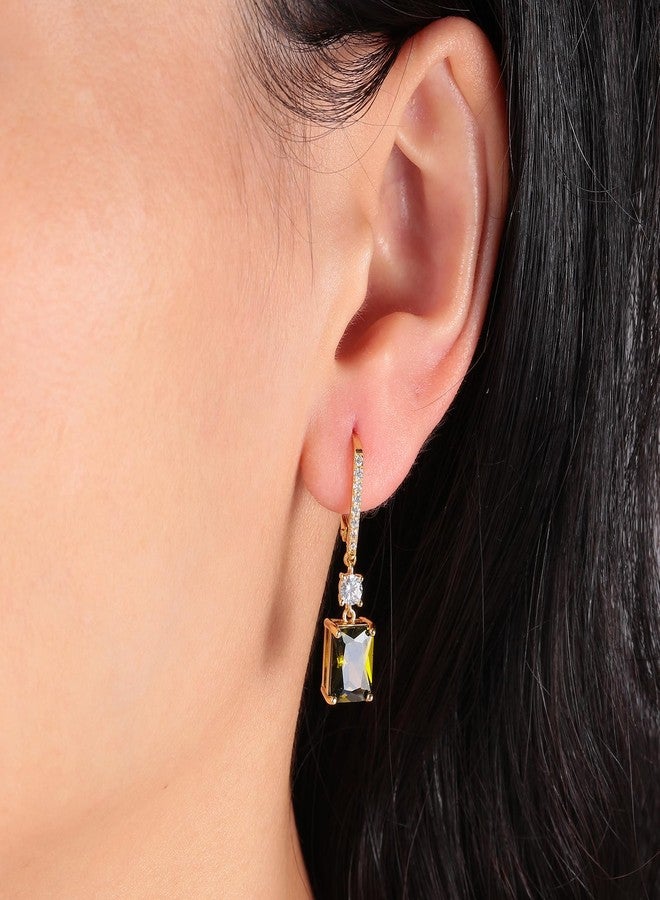 CiNily Rectangular-cut Drop Dangle Earrings for Women Hypoallergenic, Multi-color Cubic Zirconia Earrings Diamond Dangle Earrings Jewelry Gifts for Mothers Day 14K White Gold, 9 x 7 mm (stone), 30 mm - Image 2