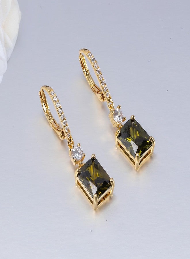 CiNily Rectangular-cut Drop Dangle Earrings for Women Hypoallergenic, Multi-color Cubic Zirconia Earrings Diamond Dangle Earrings Jewelry Gifts for Mothers Day 14K White Gold, 9 x 7 mm (stone), 30 mm - Image 5