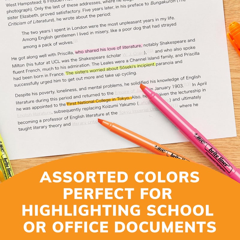 BIC Brite Liner Highlighters with Chisel Tip for Broad and Fine Lines, 24-Count Pack in Assorted Colors - Image 5