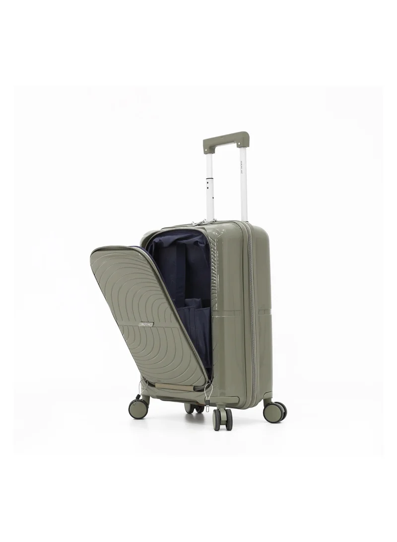 AMERICAN FLYER Unbreakable Hardshell PP Luggage Trolley Bag 20 inch Cabin Size With Double Spinner Wheels,Olive