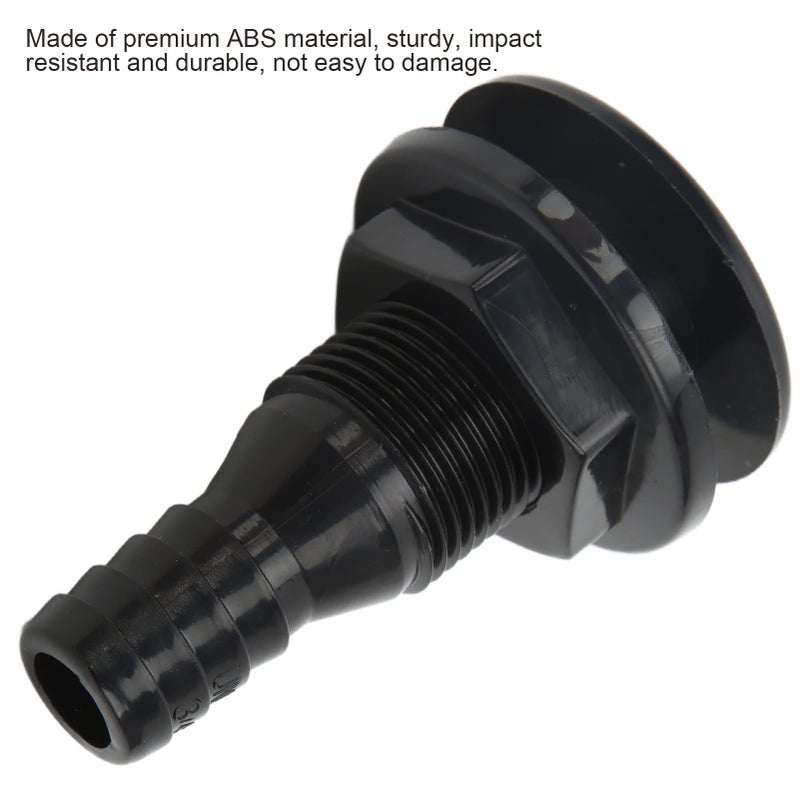 Black ABS Plastic Boat Thru Hull Fitting Hose Coupling Water Drain Outlet - Image 5