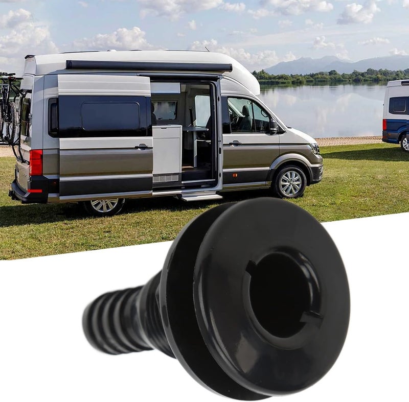 Black ABS Plastic Boat Thru Hull Fitting Hose Coupling Water Drain Outlet - Image 1