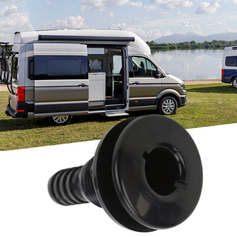 Black ABS Plastic Boat Thru Hull Fitting Hose Coupling Water Drain Outlet - Image 2