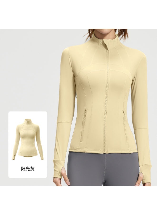 Splicing Fitness Top Jacket Breathable Elastic Pocket Running Sports Yoga Suit Long Sleeve Women's Summer - Image 1