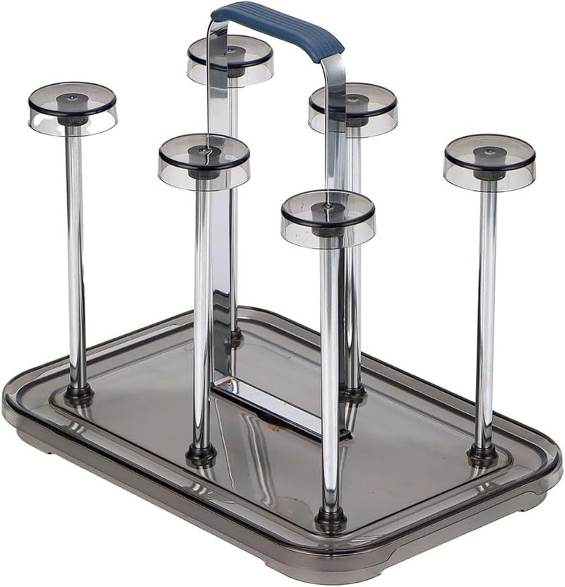 حامل أكواب القهوة Gold B 6 Hook مع صينية تصريف لتنظيم وتجفيف الأكواب والكؤوس والزجاجات - Image 5