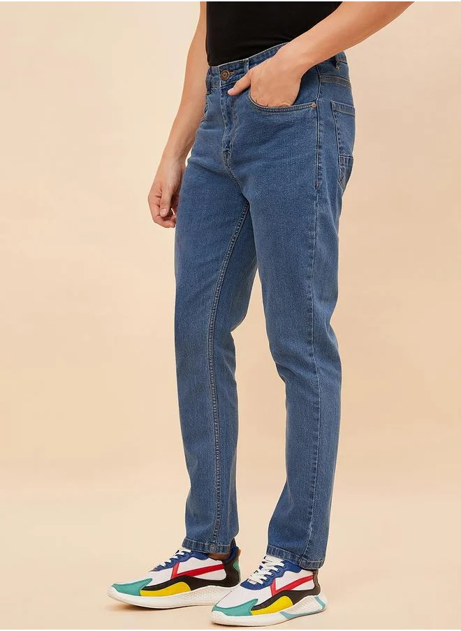 HIGH STAR Mid Rise Plain Regular Fit Jeans by Styli