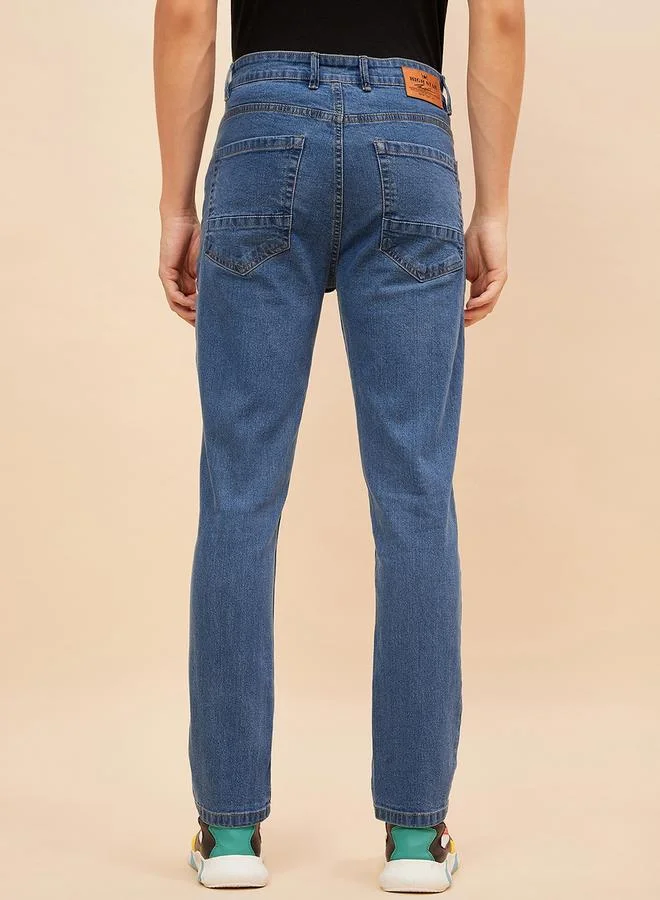HIGH STAR Mid Rise Plain Regular Fit Jeans by Styli