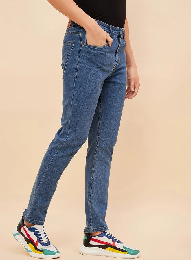 HIGH STAR Mid Rise Plain Regular Fit Jeans by Styli