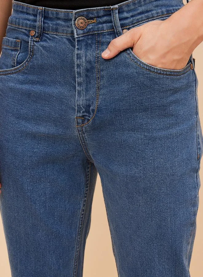 HIGH STAR Mid Rise Plain Regular Fit Jeans by Styli