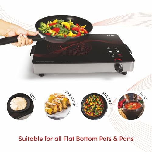 Glen 2000W Infrared Cooktop Stove with Grill Rack for Barbecue, Crystal Glass Plate, Digital Display, 3 Preset Cooking Modes, Touch Control, Infrared Hot Plate (SA3074_Infra) - Image 4
