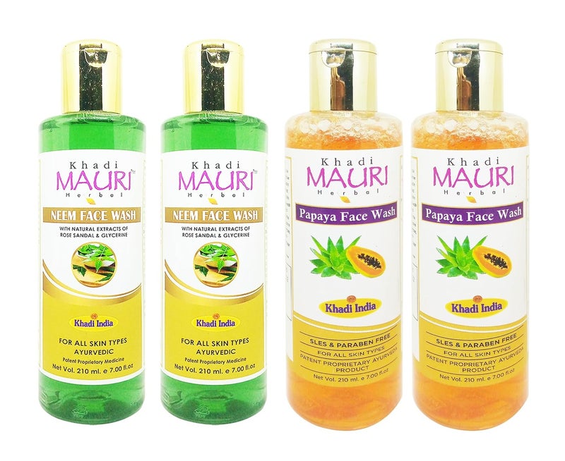 Khadi Mauri Anti Tan Papaya  Neem face wash  Pack of 4 840ml