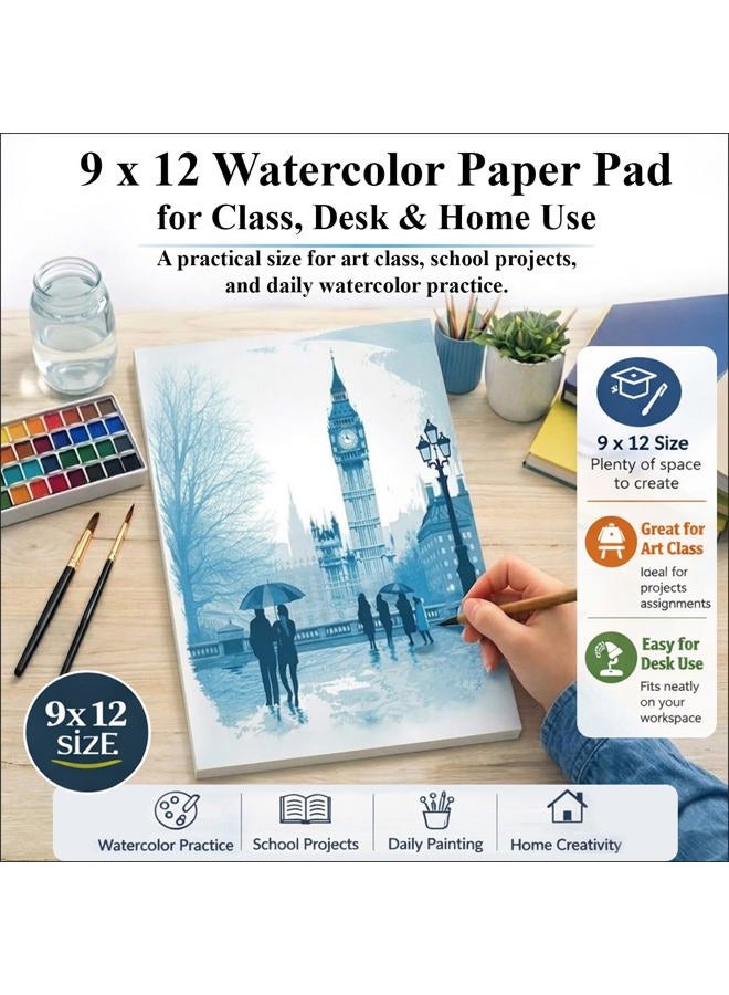 Ogfu Watercolor Paper Pad, Watercolor Pad 9x12”, 300 GSM/ 140 lb Watercolor Paper, 16 Sheets Cold Press, Perfect for Most Wet & Dry Media, Water Color Paper for Artists & Professionals. - Image 5