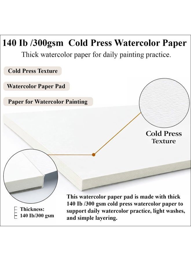 Ogfu Watercolor Paper Pad, Watercolor Pad 9x12”, 300 GSM/ 140 lb Watercolor Paper, 16 Sheets Cold Press, Perfect for Most Wet & Dry Media, Water Color Paper for Artists & Professionals. - Image 2