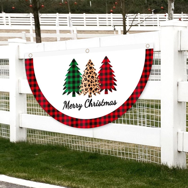 comfrt Christmas Flag Outdoor Bunting Flags Christmas Half Fan Flag Banner for Outdoor Christmas Party Garden Patio Decoration with Canvas Header and Metal Grommet for Christmas Banner - Image 5
