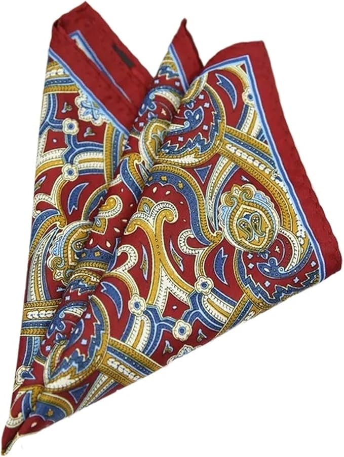 Color 1 Mens Pocket Squares 8pcs Dot Red Print Floral Wedding Hankies Chest Towel - Image 2