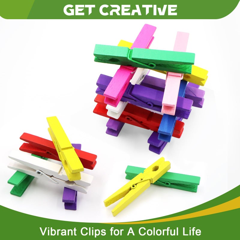 FeFu 100 Pcs Colored Clothes Pins Wooden, Colored Clothespins for Crafts 2.9 Inch, Clothing Pins for Hanging Classroom - Image 4