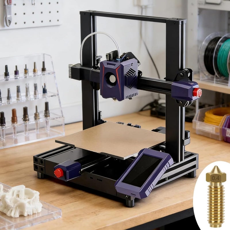 قطع عامة من النحاس بقطر 0.4 مم، عددها 20 قطعة، مناسبة لمخارج الطابعات ثلاثية الأبعاد (3D Printers Hotends)، بخيط M6، بأبعاد 0.8 × 0.2 بوصة، وجدار داخلي ناعم، تتميز بتوافق عالٍ مع مختلف طرازات الطابعات مثل Kobra 3/Combo/S1. - Image 3