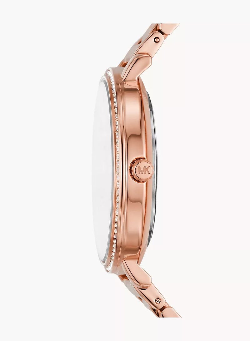 ام كي ساعة Pyper بثلاثة عقارب من معدن مطلي باللون الذهبي الوردي - MK4594 - Image 3