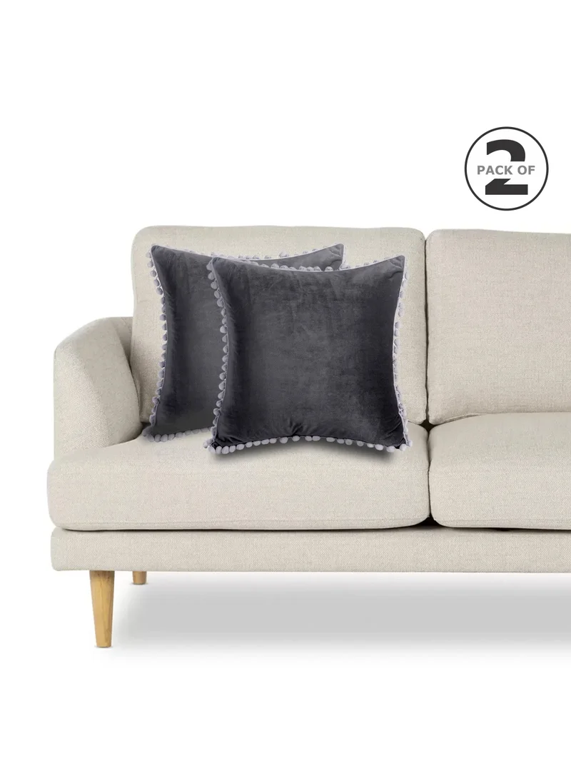 Donetella 2 Piece Embroidered cushion cover (45X45 cm) without filler Black