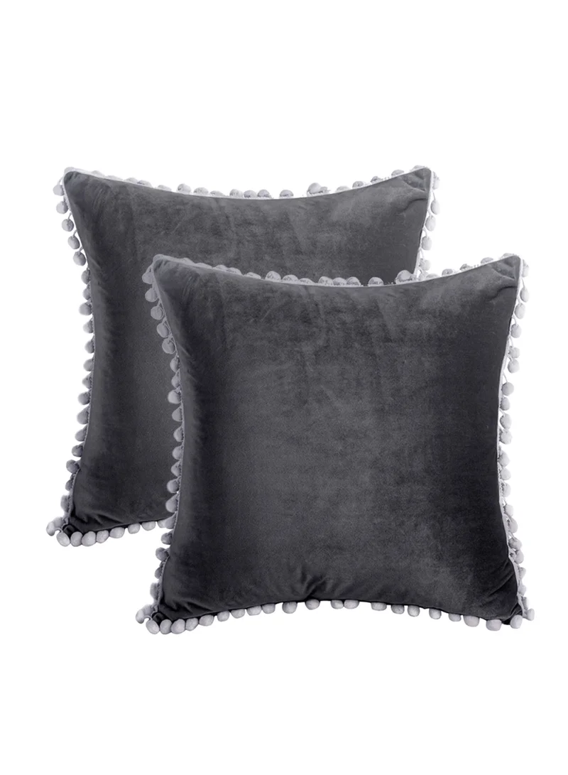 Donetella 2 Piece Embroidered cushion cover (45X45 cm) without filler Black